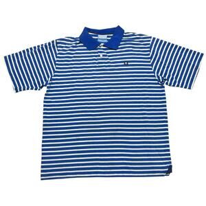 Vintage Y2K Southpole Blue / White Striped Polo Shirt - HipHop 2000s - size XXL